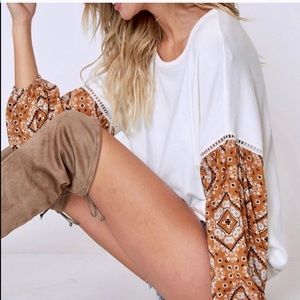 CONTRAST SLEEVES OFF WHITE BLOUSE